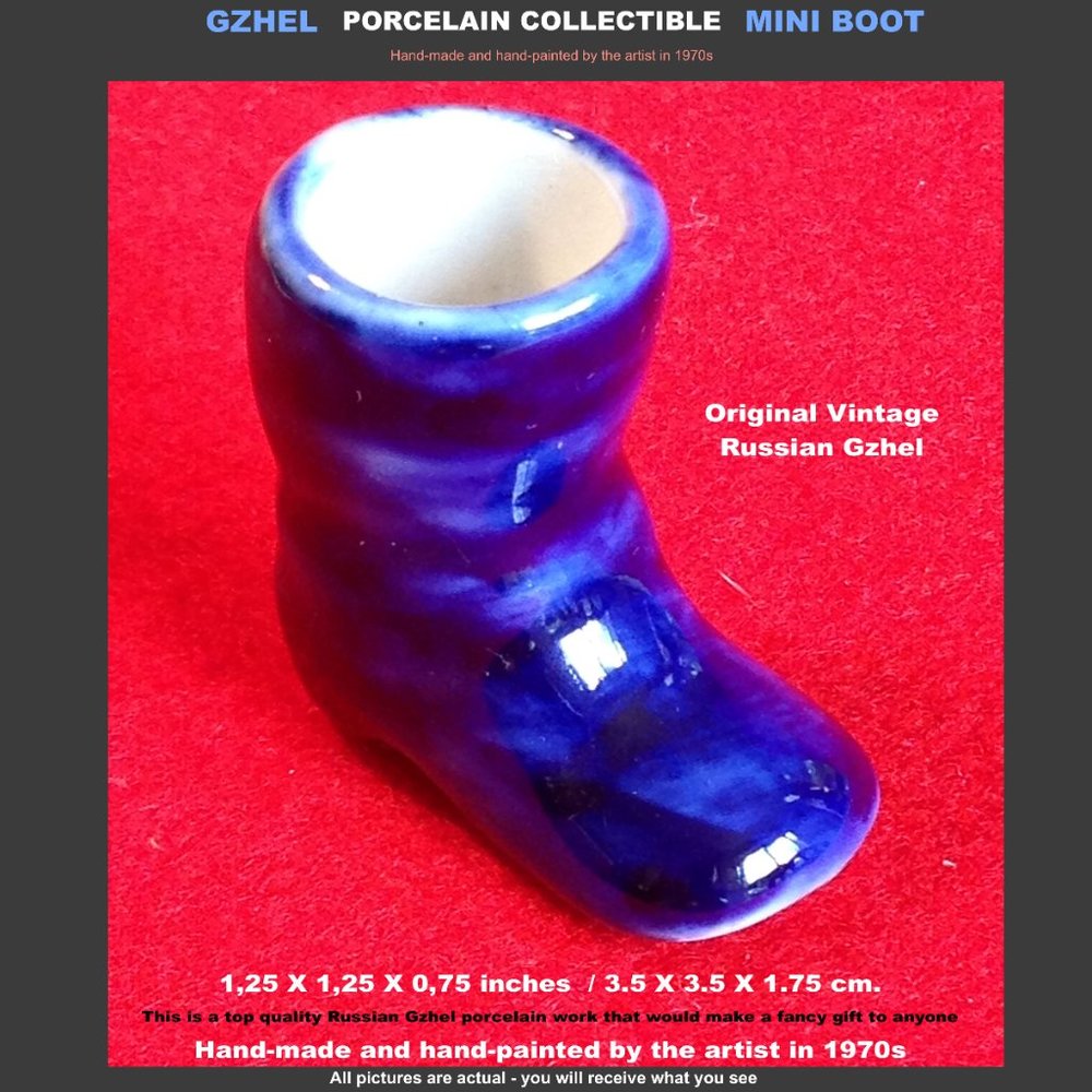 Russian Vintage GZHEL Porcelain / MINI BOOT /1970s